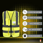A-SAFETY Enhanced Visibility Safety Vest, Hi Viz 2 Band And Braces Waistcoat safe for Motorcycle, Running/Jogging, Bike/Bicycle Riding Outdoor Activities, Yellow