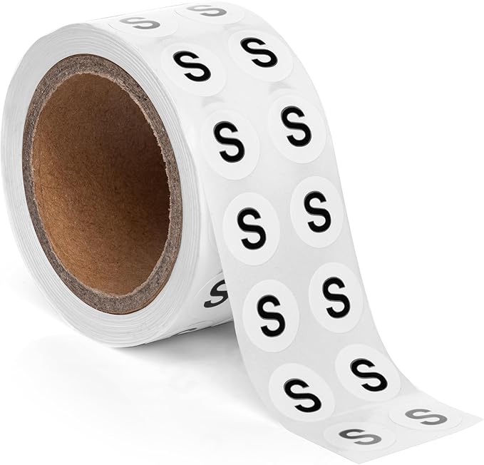 1000pcs Letter S Stickers, 0.5" Letter Sticker Dot Labels for Organization, Inventory, 1000/roll