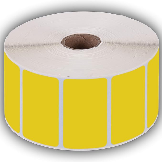 2.25" X 1.25" Direct Thermal Perforated Stickers Labels for Barcodes, Address, Consignment - Compatible with Zebra, Rollo, Godex and More (Yellow, 1 ROLL)