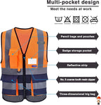 orange and navy blue safety vest