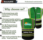 5 Pack Custom Safety Vest Customized Logo Mesh Vest Class 2 High Visibility Reflective Vest with Pockets Workwear（Green Black，XL ）