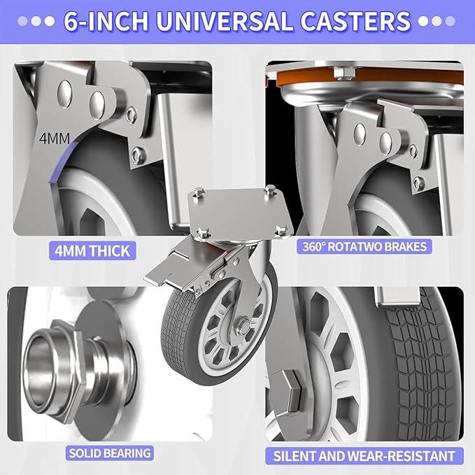 Steel Panel Truck Cart Platform Truck, Heavy Duty Lumber Drywall Dolly, 6" Swivel Brake Casters, 3 Side Handrails, Hold up to 2000lbs (39" x 24")