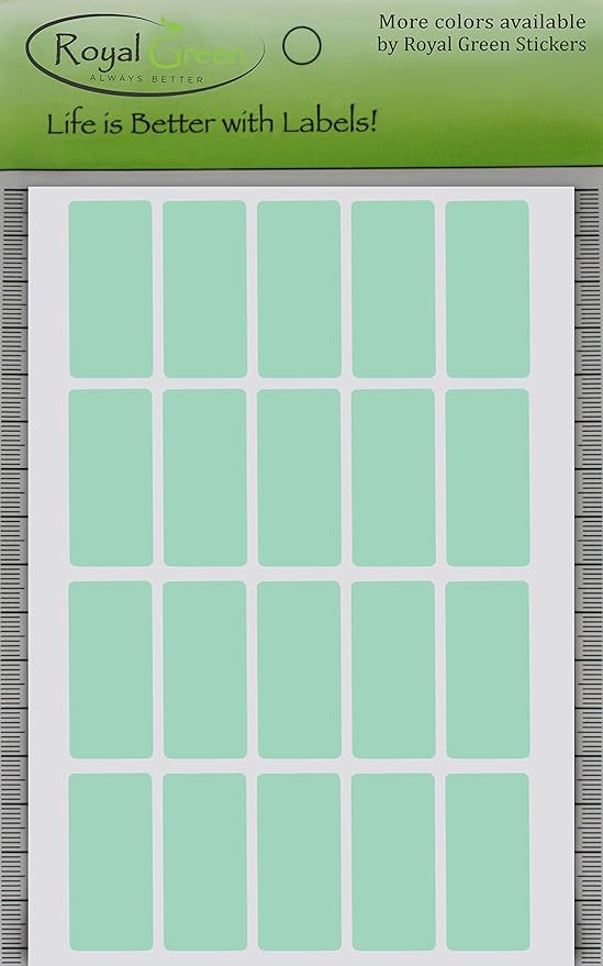 Royal Green Label tag Stickers 40mm x 19mm (1.57 inch x 0.75) Great for Envelope Seals - 100 Pack