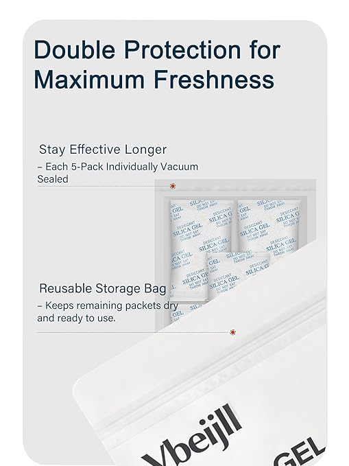 5 Gram (20 Pack) Color-Indicating Silica Gel Packets, Each 5 Pack Individually Sealed, Food Grade Desiccant - Rechargeable Moisture Absorbers for Food Storage, Electronics, 3D Filament & Safes
