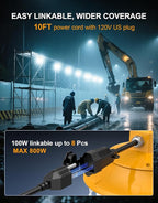 LED Temporary Work Light 100W 80W 60W Tunable 4500K 5000K 5700K Tunable 15000LM Portable Hanging Linkable Construction Light ETL DLC Listed with ON/Off Button for Job Site, Workshop