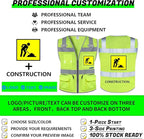 BeautyWill Custom Logo Safety Vest Class 2 High Visibility Reflective Vest for Men - Personalized Logo Team Vest