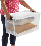 Sterilite 4 Pack Ultra Latching Box, Storage Bins with Lids, Clear Plastic, 70 Quart - Heavy-Duty Organizing Containers for Closet, Bathroom, and Office