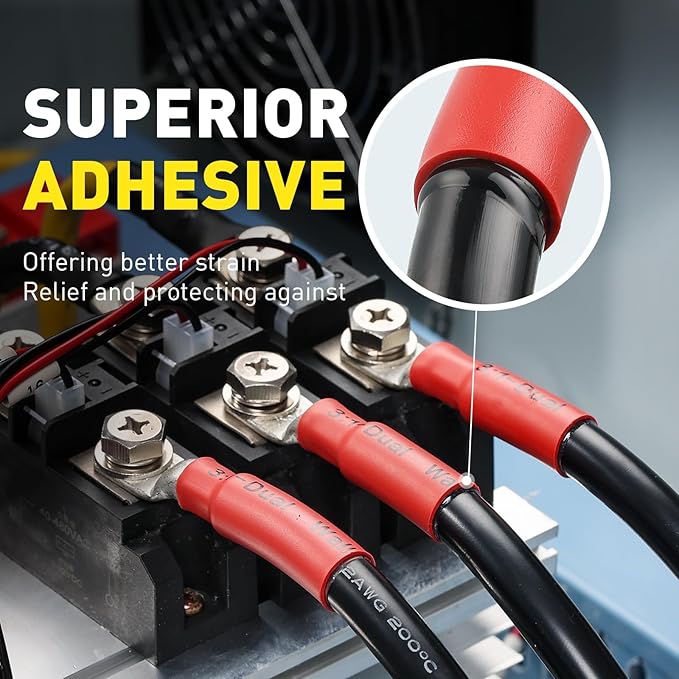 haisstronica 420PCS 3:1 Heat Shrink Tubing Kit, Adhesive Lined Marine Resistant Grade Shrink Wrap - 1.75" length 7 Size for Home and Industrial, 3/32"-3/4" - Black, Red