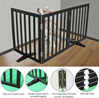 ZJSF Freestanding Indoor Dog Gate for House Foldable Wood Puppy Gate for Doorways Pet Gate for Stairs Extra Wide Pet Fence, Black, 32" Height 3 Panels