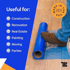 Floor Protection Film, 24 inch x 200' roll, Made in USA, Blue Self Adhesive Floor Protector for Moving and Construction, Temporary Covering for Protection of Hardwood, Tile, Other Hard Surfaces
