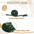 uxcell 2Pcs Adjustable Bungee Cords with Hooks, 79 Inch Flat Heavy Duty Elasticity Straps Rubber Bungee Cords with Buckle for Outdoor, Camping, Tarp, Bike Rack, Luggage, Black Green