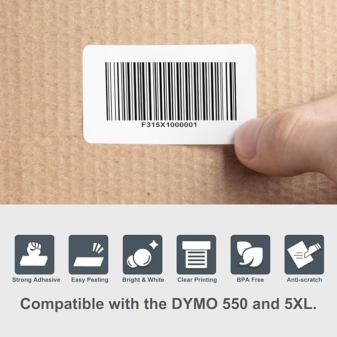 Hehua 1" x 2-1/8" Compatible with DYMO Labelwriter 550 5XL 450 4XL Turbo 30336 with RFID Chip, Return Address Labels, Thermal Barcode FNSKU Labels, Total 5000 Labels/10 Rolls