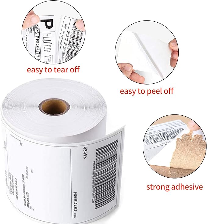 Direct Thermal Labels 4x6-450 Labels/Roll, Thermal Shipping Labels for Zebra 2844 ZP-450 ZP-500 ZP-505, 4 Rolls, 1800 Labels(NOT for DYMO)