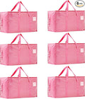 Moving Bags Heavy Duty Extra Large, Moving Boxes, Moving Supplies Essentials,Storage Bins with Lids, Plastic Packing Totes, Storage Bags for Clothes with Handles & Zippers(Pink, 6 Pack)