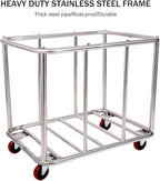 105 Gal Rolling Laundry Basket, Commercial 400L Large Capacity Heavy Duty Clothing Laundry Cart with Stainless Steel Frame and Removable Bag