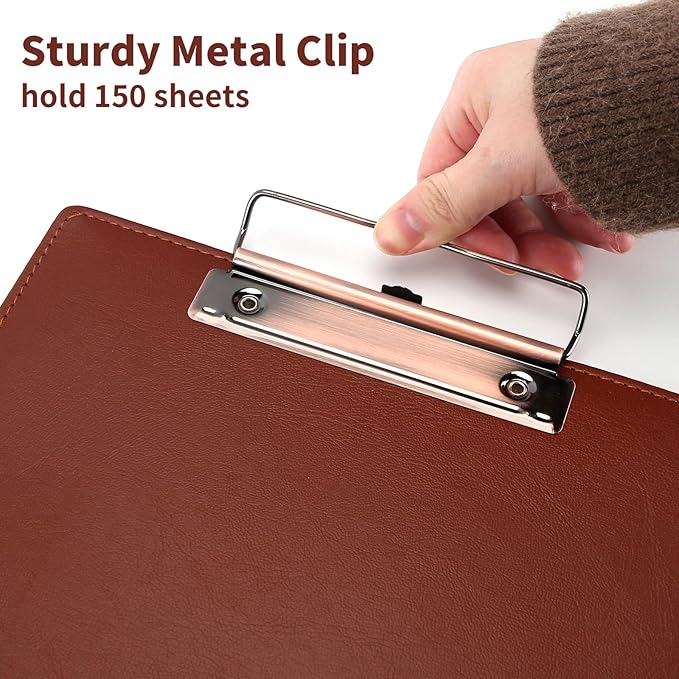 A5 Clipboard,3 Pack PU Clipboards with Hanging Hole for Office,School or Restaurant,Brown