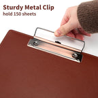 A4 Clipboard,3 Pack PU Clipboards with Hanging Hole for Office,School or Restaurant,Brown