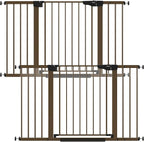Cumbor 2 Pack 29.7"-51.5" Extra Wide Baby Gate for Stairs, Mom's Choice Awards Winner-Dog Gates for Doorways, Pressure Mounted Walk Through Pet Gate Indoor, Safety Auto-Close Child Gate for Kid,Brown