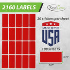 Pastel Pink Small Sticker Sheets (40mm x 19mm) - 2160 Pack, File Folder Label Rectangular Stickers for Labeling 1.57 x 0.75 inch