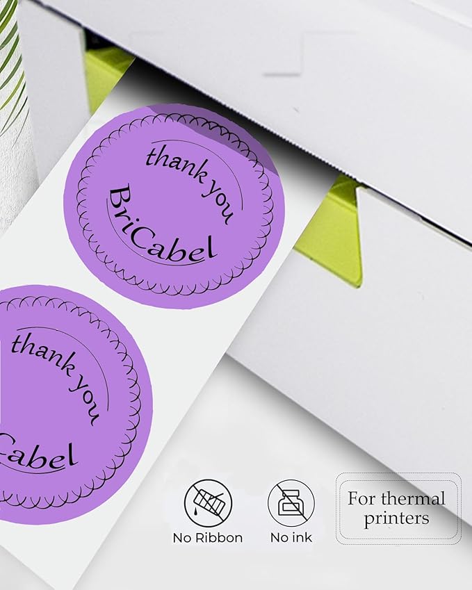 4 Inch Large Purple Circle Thermal Labels, 300 Labels/Roll,Self-Adhesive Round Inventory Stickers, Multi-Purpose Round Roll Thermal Printing Stickers for Business and Domestic Use