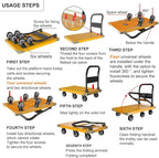 WUD Push Cart, Folding Mobile Platform Trolley,Thickened and Reinforced, 360° Swivel Wheels,47.2 “L x 27.5 ”W, 1764 lb,Gray