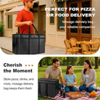2PK Insulated Food Delivery Bag with Baseboard - Reusable Thermal Cooler Grocery Bags for Catering & Delivery, Pizza Carrier for Events, Large Capacity Bag Keeps Food Hot/Cold for Travel, Commercial