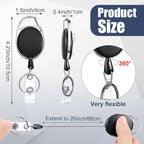 Laumoi 400 Packs Retractable ID Badge Holder Name ID Badge Reel Clips Keychain with Belt Clip and Key Ring for Office Worker Doctor Nurse Employee (Black)