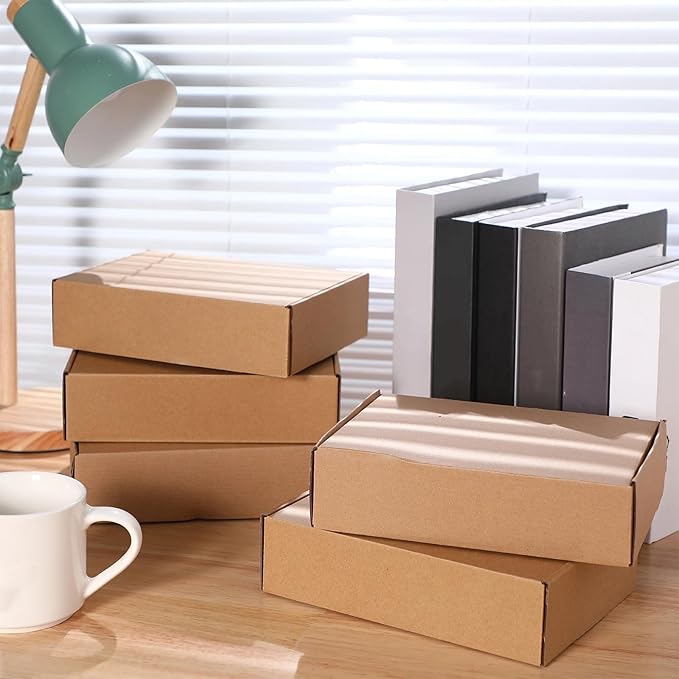Qilery 100 Pcs Shipping Boxes Cardboard Gift Corrugated Cardboard Brown Boxes Mailer Packaging for Mailing Small Business Present (7.87 x 5.51 x 1.57 Inches)