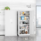 Crownland 72" Metal Storage Cabinet, Lockable Garage Storage Cabinets, High Office Cabinet with Adjustable Shelves for Home Office, Garage, Classroom, Pantry, File(White-Narrow Size)