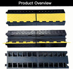 Foldable 2 Channel Rubber Cable Protector, 22000Lbs Load Capacity Wire Hose Pipe Hider Protective Ramp, Driveway Traffic Speed Bump for Asphalt Concrete Gravel Driveway Indoor Outdoor (1PACK)