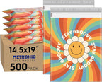 Metronic Poly Mailers 14.5x19 Inch 500pcs Shipping Bags for Clothes,Self Adhesive Shipping Envelopes for Small Business,Waterproof Mailers Poly Bags for Shipping,Packaging Mailing Bags Rainbow Smile