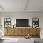 SICOTAS Sideboard Buffet Cabinet with Storage - Modern Farmhouse Credenza with Doors and Adjustable Shelves Fluted Kitchen Buffet Storage Cabinet Coffee Bar Cabinets