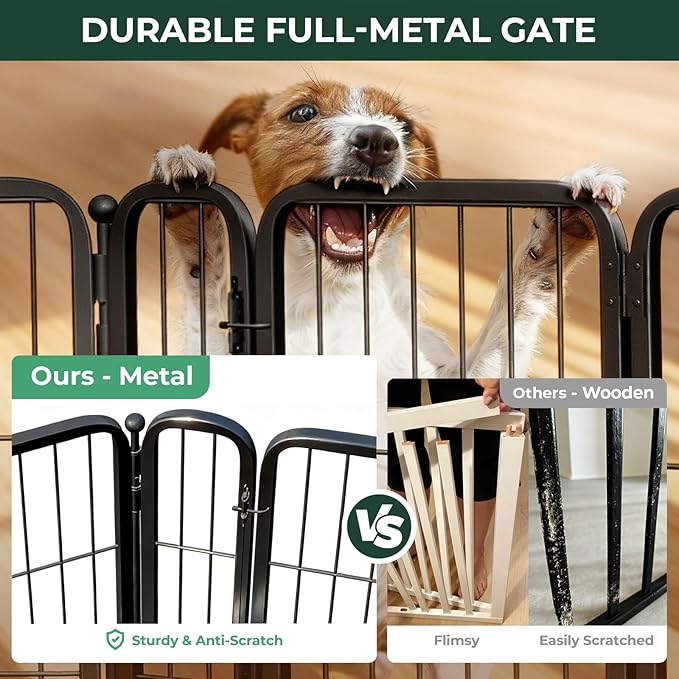 FXW Dog Gate Extra Wide Designed for Indoor Use, Adjustable Width Up to 46-inch Wide (24" H 2 Wire Panels for Puppies and Small Dogs), Black