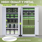 Crownland 72" Metal Storage Cabinet, Lockable Garage Storage Cabinets, High Office Cabinet with Adjustable Shelves for Garage, Home Office, Pantry, File(Cement Grey)
