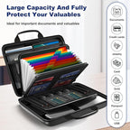Fireproof Document Box, Hard Case Fireproof File Organizer with Lock and 13 Pocket Accordion File Folder, Portable Safe Box for Home Office Travel to Storage Important Documents Laptop Black