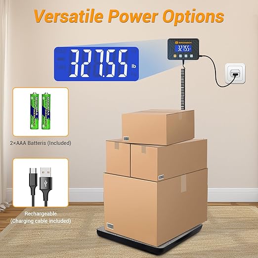 Postal Scales for Shipping Packages 440lb Heavy Duty Digital Mail Scale High Accuracy 0.35oz Postage Scale W/Separate Display, Type-C Charging for Small Business, Warehouse, Luggage, Home, Pet