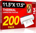 CAREGY 200 Pack Laminating Sheets, Hold 11 x 17 Inch Sheet, 3 Mil Clear Thermal Laminating Pouches 11.5 x 17.5 Inch Lamination Sheet Paper for Laminator, Round Corner