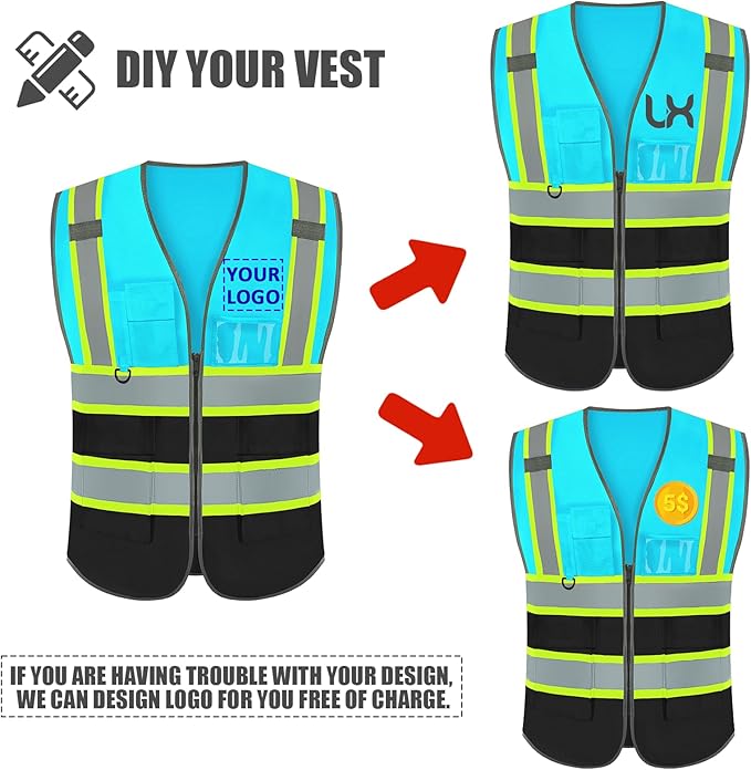 BeautyWill Custom Logo Safety Vest Class2 High Visibility Reflective Vest Breathable Construction Vest