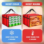 Maxcheck 2 Pcs Insulated Pizza Delivery Bag 20 x 20 x 14 Inch Pizza Warmer Bag Carrier Reusable Insulated Cooler Boxes Winter Food Delivery Carrier for Personal and Professional Use (Red)
