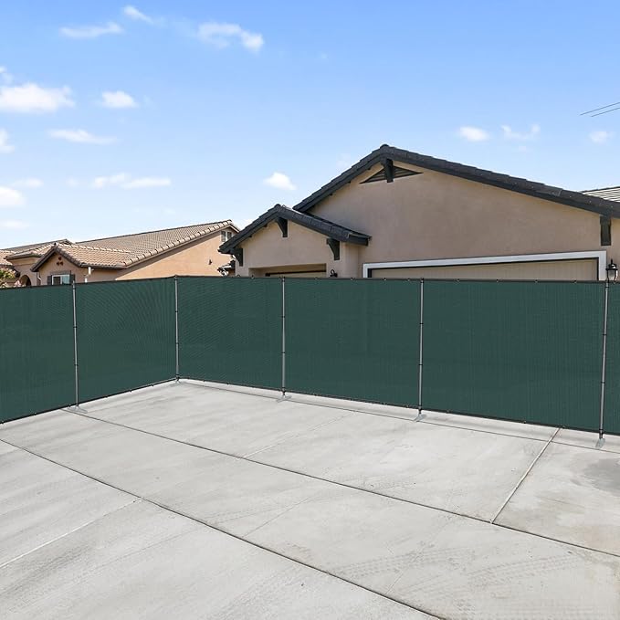 Patio 6' x 116' Outdoor Privacy Screen Freestanding Temporary Fence Panels Net Cover with Metal Poles for Outside Backyard Pool Garden Air Conditioner Fencing, Green