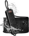 Outdoor Power Strip Weatherproof, 50 FT Extension Cord, Diivoo Waterproof Surge Protector with 4 Outlets, 1250W Shockproof Overload Protection, Flat Plug, Wall Mountable, Black