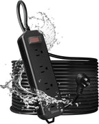 Outdoor Power Strip Weatherproof, 50 FT Extension Cord, Diivoo Waterproof Surge Protector with 4 Outlets, 1250W Shockproof Overload Protection, Flat Plug, Wall Mountable, Black