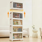 4 Tier Plastic Stackable Storage Bins and Boxes Organizer, Foldable Containers, Stackable Closet Organizers, Collapsible Boxes, White (4 Tier, 23.6″)