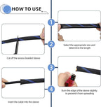 Braided Cable Sleeving, PET Expandable Braided Cable Sleeve, Flexible Mesh Sleeving Cord Management for Audio Video and Other Home Device, Cord Protector from Pets (White Silver, 3/8" x 25ft)