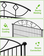 10 Panels Black Metal No Dig Garden Fence, 33in H x 24ft L Temporary Animal Barrier for Dogs & Rabbits, Reusable Outdoor Yard Fencing with Lock