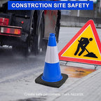 OrangeStar 18" Traffic Cones 4-Pack Blue Safety Cones with Reflective Collars, Heavy Duty Base for Construction, Parking Lot, Road Work, Flexible PVC, Indoor & Outdoor Use