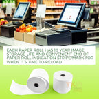 (100 Rolls) 2 1/4" x 230' Thermal Paper, POS Receipt Paper for Retail Business Cash Register, Fits Most Credit Card Terminal