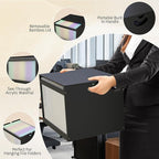 Black Bamboo & Acrylic File Box with Removable Lid, Letter/Legal Size, Hanging Folders, Dustproof, Home Office Storage