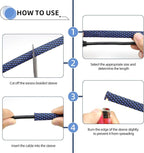 Braided Cable Sleeving, PET Expandable Braided Cable Sleeve, Flexible Mesh Sleeving Cord Management for Audio Video and Other Home Device, Cord Protector from Pets (Black Blue-2, 5/8")