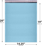 Light Blue Extra Large Poly Bubble Mailers 14.25x20 inch #7 | Self Seal Large Padded Envelopes | Air Cushioned Bubble Mailer | Usable Size 14.25x19 Lightweight Mailing Shipping Bags| 100 Pack Bulk